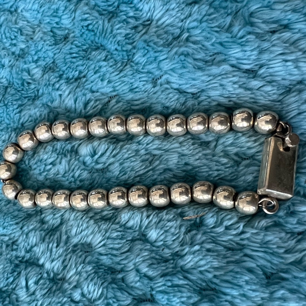 Mexican silver beaded bracelet